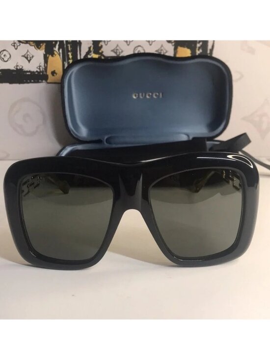 New Authentic Gucci Black Oversized Sunglasses GG0499S 001 main image 9